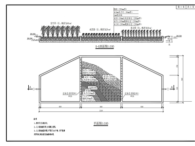 湿地花园净化水池 施工图 园林景观给排水 给排水图
