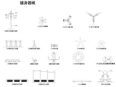 运动健身器材人物CAD图库