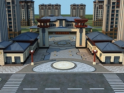 新中式入口大门 小区入口