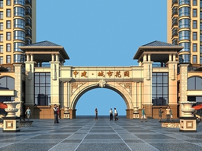简欧入口大门 小区入口