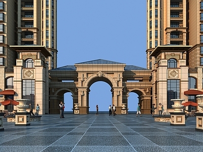 简欧入口大门 小区入口