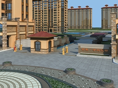 现代入口大门 小区入口