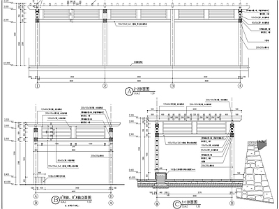 镀锌钢休闲仿木廊架 施工图
