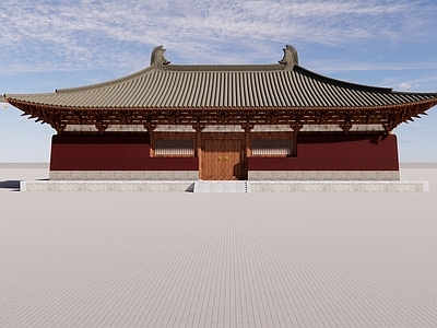 中式寺庙建筑 隋唐风格山门建筑 歇山顶