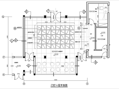 宾馆门厅大堂室内 施工图 大堂