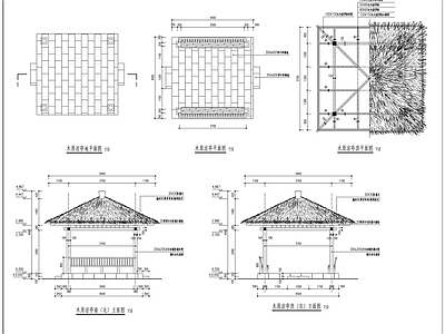 仿古四角亭 施工图