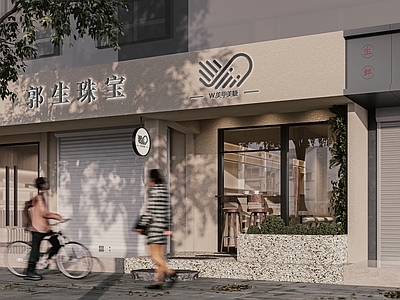 现代奶油风美甲店门头门面