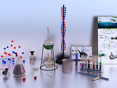 化学实验室玻璃器皿 烧瓶 试管 蒸馏瓶 玻璃瓶 化学皿 原子