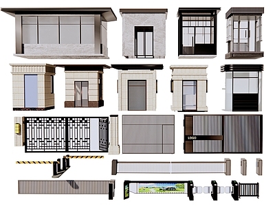 现代成品岗亭 门岗 保安亭 消防常闭门 门卫室 子母门 门禁摆闸道闸 小公建