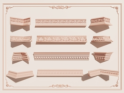 简欧石膏线 雕花角线 装饰线条 石膏构件 顶角线 檐线 雕花线条