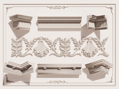 简欧石膏线 雕花角线 装饰线条 石膏构件 顶角线 檐线 雕花线条