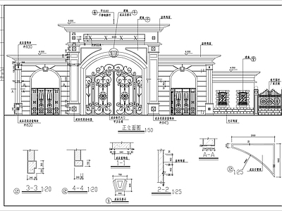 门卫大门建筑 施工图