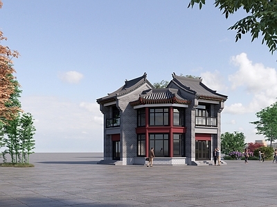 中式仿古餐饮建筑