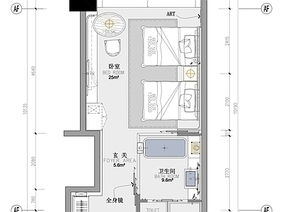 40㎡酒店客房室内 施工图