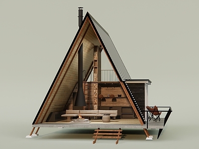 现代木屋 树屋 林间小屋 木屋 民宿 烟囱 家具组合 篝火
