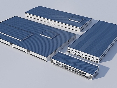 现代厂房建筑 现代厂房办公楼 工业厂房 流水线工厂