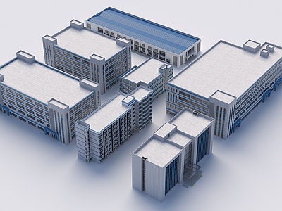 现代厂房建筑 现代厂房办公楼 工业厂房 流水线工厂