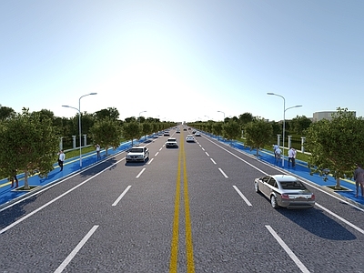 现代市政道路 马路景观 道路设施