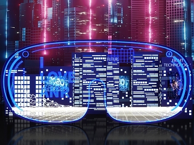 科技 未来 赛博朋克风 美陈 VR眼睛 城市 全息
