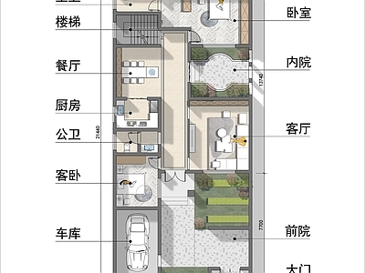 自建房室内 施工图 平层 彩平图