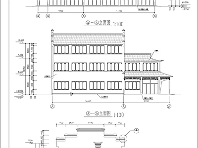 仿古风格办公楼建筑 施工图