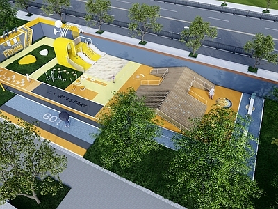现代儿童活动区 公园市政居住区住宅儿童游乐