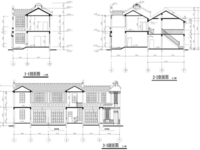 中式石库门笔行古建筑 施工图