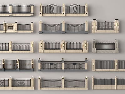 现代围墙 简欧围墙 小区围墙 现代围栏 围栏护栏 简欧围栏 铁艺栅栏