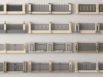 现代围墙 简欧围墙 小区围墙 现代围栏 围栏护栏 简欧围栏 铁艺栅栏
