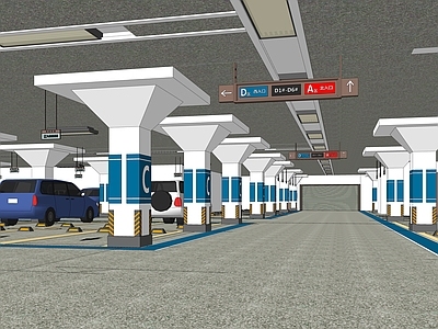 地库停车场场景地库口汽车
