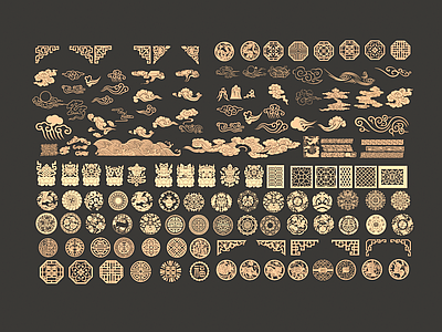中式雕花 镂空雕花 祥云纹样 龙凤纹雕花 传统纹样墙饰 构件