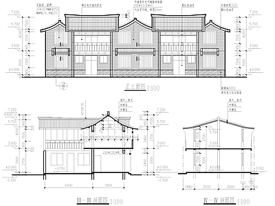 中式仿唐风古建筑民居建筑 施工图