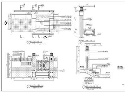新中式别墅庭院入户铁艺门 施工图