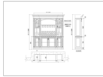 高级餐厅酒柜节点 施工图 柜类 家具节点详图