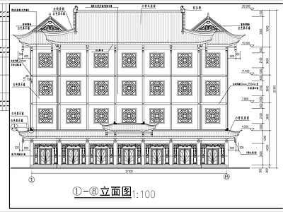 土家族仿古风格办公楼建筑 施工图