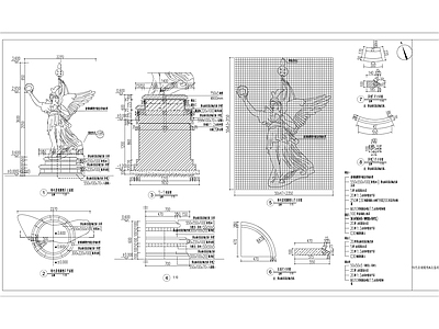 欧式雕塑三组 施工图 景观小品