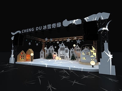 冬季冰雪房屋小舞台