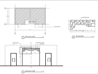 仿古大门博古纹挂落大样 施工图 景观小品