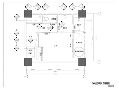 特色酒店汤屋客房室内 施工图 客房
