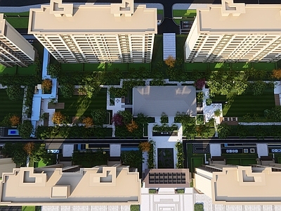 现代小区住宅景观 中心会客厅 儿童活动场地 消防登高面
