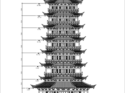 七层塔建筑 施工图