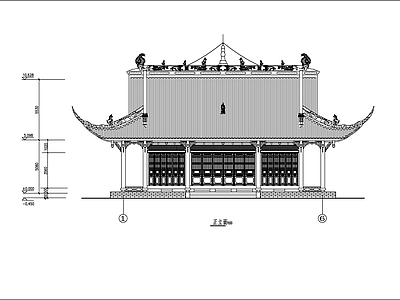 庙宇建筑 施工图 古建