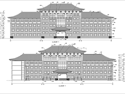 古建风格中学教学楼 施工图