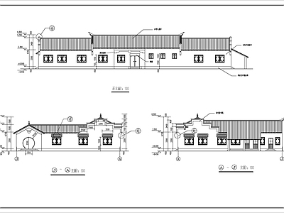 徽派农家饭庄建筑 施工图 古建