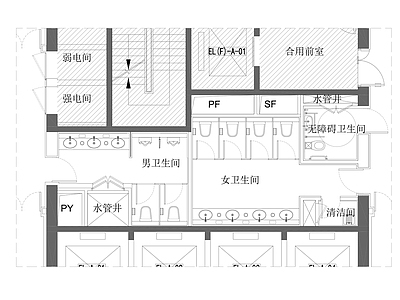 某写字楼公共洗手间  施工图