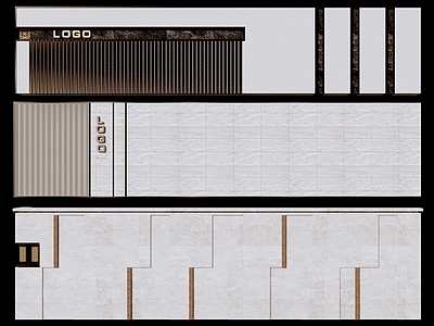 新中式景墙 特色矮墙 入户墙 标识墙 logo墙 格栅景墙 围墙 logo景墙