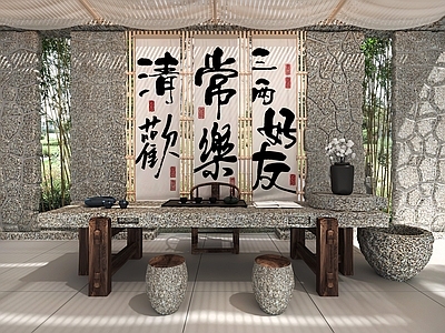 茶室 石台 茶台 石茶台