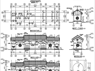 古建筑 廊亭 施工图