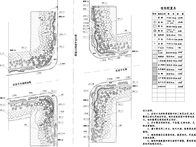 交叉口道路景观绿化植物配置 施工图