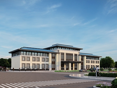 新中式风格综合办公楼 学校办公楼